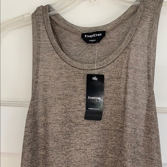 Bebe metallic asymmetric tank top shimmer chic racerback gold bronze NYE - Picture 3 of 8